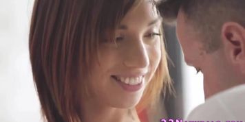 Brunette cutie makes love