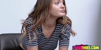 Horny teens love stealing from the shop of the pervert guard that fucked them hard