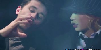 D - Chick watches babe suck