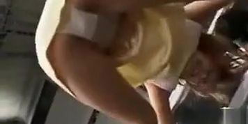 Lovely looker has her white panties revealed on Japanese TV