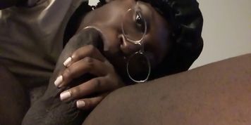 Gamer guy gets bj from ebony step-sister while parents aren't home
