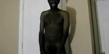 Hung black dude Jay pumps a load of cum out of his huge dick