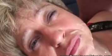 Granny riding and sucking threesome
