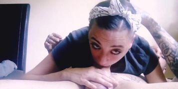 Perfect little cutie gives sloppy deepthroat balls deep ORAL CREAMPIE (Throat Pie)