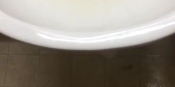 Horny while camping, I escape to a public washroom in the campground to go jerk off and Cum. 