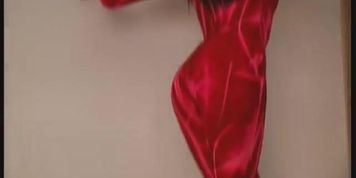 Edita in magic red fullbody spandex