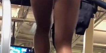 Ebony girl in tight sports shorts
