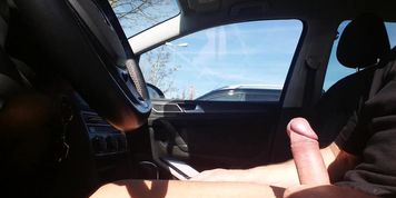 Jerk off in a public parking lot
