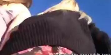 Upskirt (fake) sunny day slut