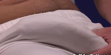 English jock strokes his thick dick