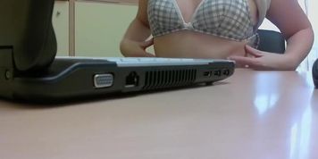 Spy cam girl baring off boobs and rubbing between legs
