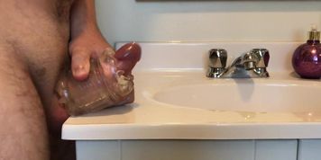 Guy Fucking Fleshlight While Intense Moaning when He Cum - Solo Male Masturbation