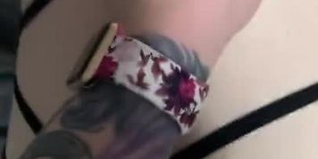 Fucking my trans slut with a big strap on dick (Pegging from my POV) 