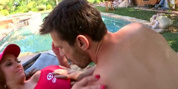 HOT brunette lifeguard with huge-tits Eva Notty fucks by the pool