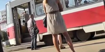 Hot sexy blonde in short dress upskirt