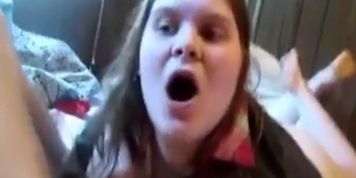 horny chubby suckinig dick with mouth full of cum