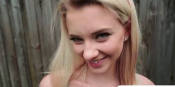 Blonde cutie Riley Star licks up and fucks a hard dick