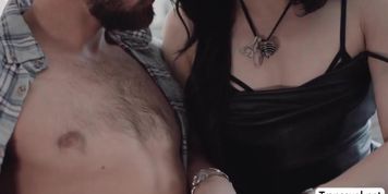 TGirl Ariel grinds on her Boyfriends top