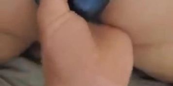 Wife gets fat ass banged by dildo