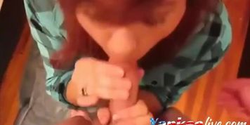 Sex kitten uses her feet to jack off bf's dick