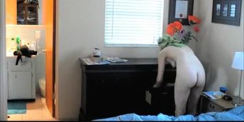 Small boobs woman spied in bedroom after shower