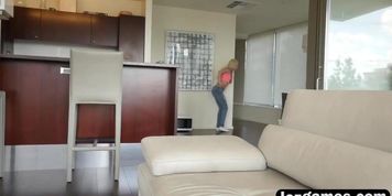 Ravishing blonde goddesses' fingering and strap on fun time