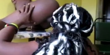 Ebony lesbians from African play dressup - video 1