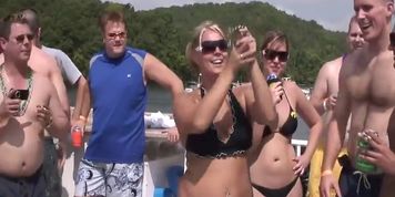 girls flashing at the lake
