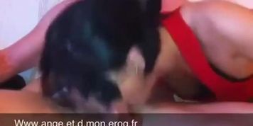 amazing deepthroat and cum in her throat