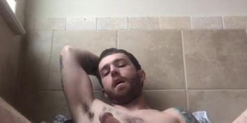 hot bearded man pumps out a big load