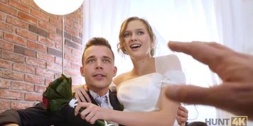 HUNT4K. After wedding poor groom sells partners pussy to rich stranger