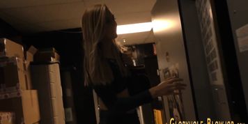 Slut blows gloryhole dong