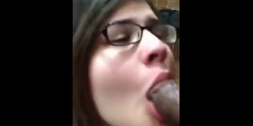 Nerd sucks bbc in mall