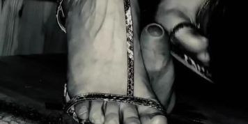 Amateur Cockbox high heels close up