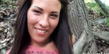 Czech babe screwed in the woods by perv stranger for cash