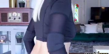 Blonde porn actress plays a robber in the video