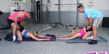 Mike Mancini and Brad Newman swap and bang horny stepdaughters Kay and Amber (Lucy Williams, Mike Long)