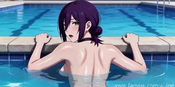 Reze Gives Denji a Blowjob Reward at the Pool - Uncensored Hentai ASMR 60FPS Part 2