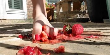 Young half Japanese teen tramples fruit 