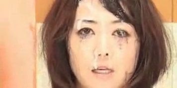 Japanese milf newsreader  bukkake show