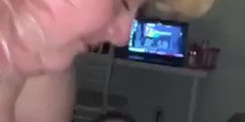 Fat stupid whore jerks the cum out of my bbc