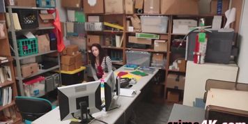 Sexy redhead girl gets banged by a nasty security guy