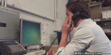 Hunk drilling titty MILF boss in stockings