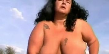 Horny Fat BBW Ex GF riding cock outdoors, cum in mouth-3