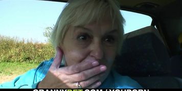 Hitchhiking 70 years old granny riding roadside