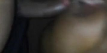 Ebony teen getting hit from the back 