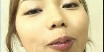 Cute JAV girl sucks up multiple oral cumshots, cum play & swallows.