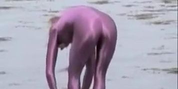 Girl in spandex costume on the candid street video 08d