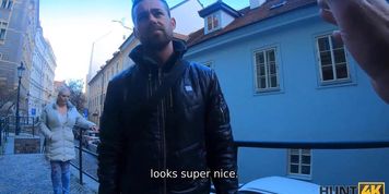 HUNT4K. Big-boobied MILF welcomes unknown man in twat but not husband