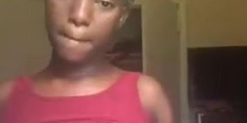 Hot teen ebony show her tits on Periscope